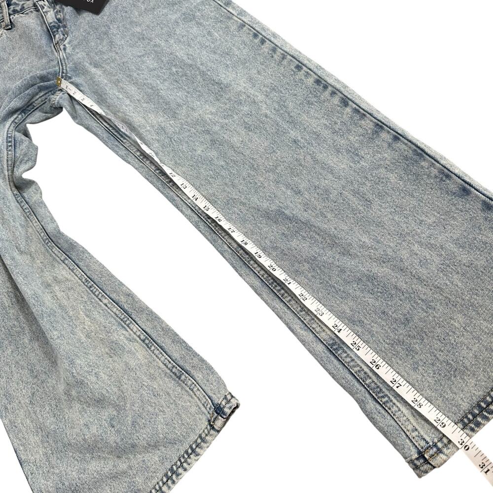 White Fox Women's Take My Time High Rise Straight Leg Jeans Washed Blue Size M - Picture 5 of 9